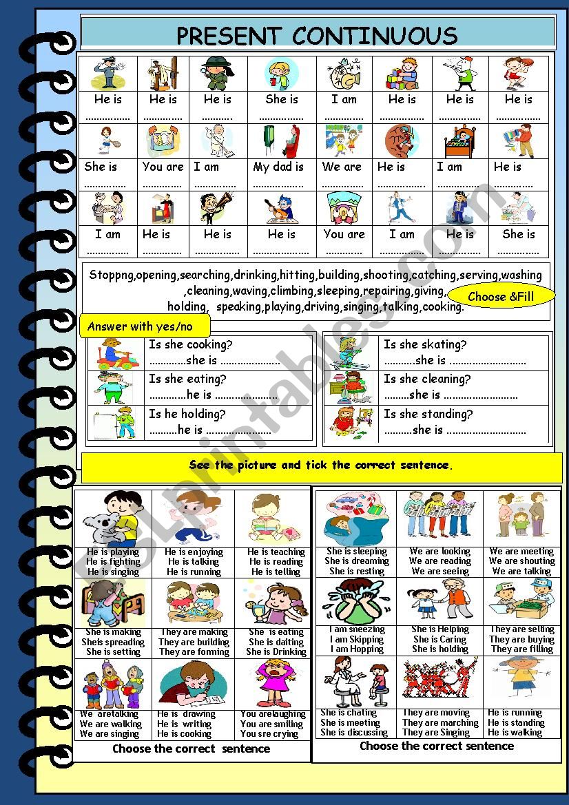 Present continuous worksheet