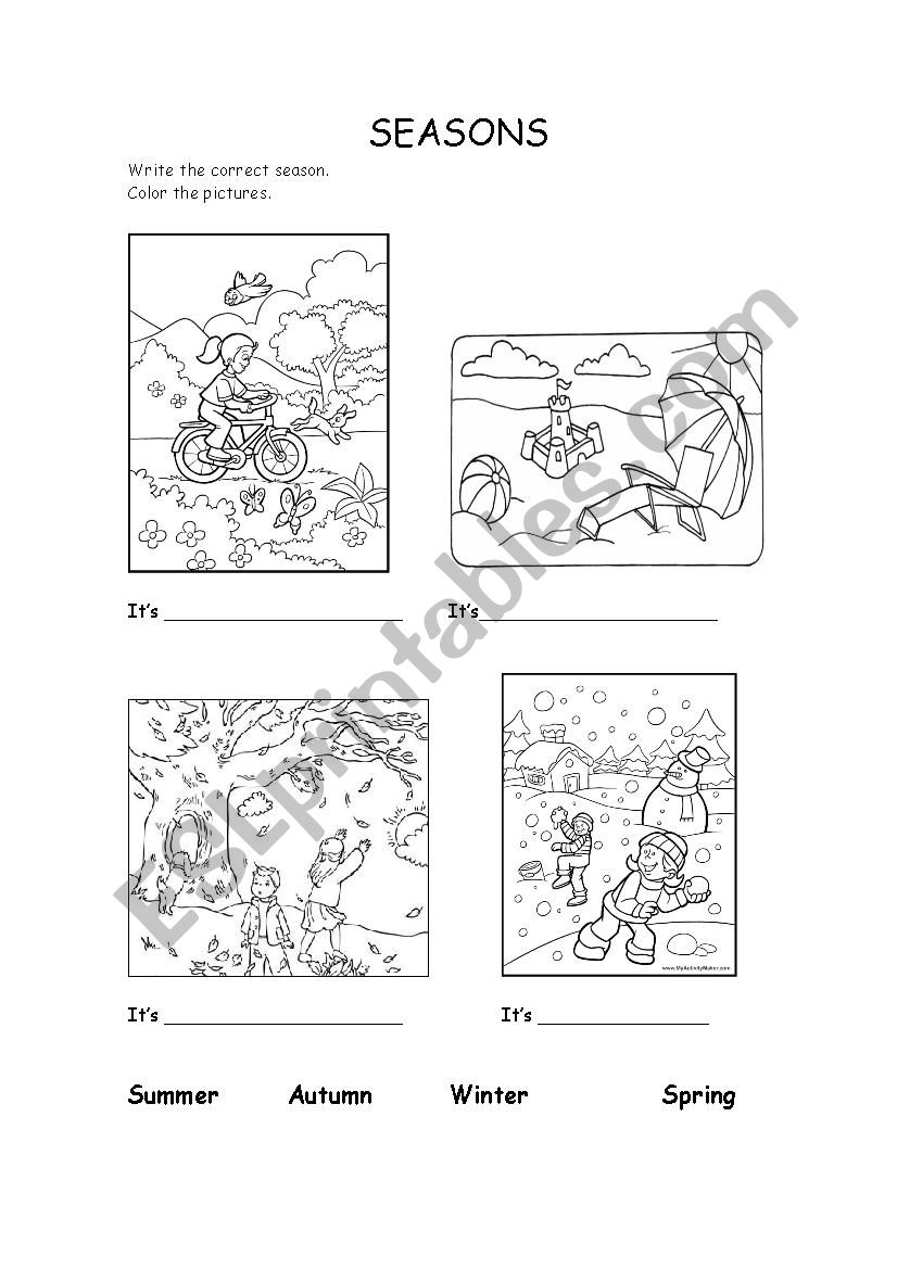 Months/seasons worksheet