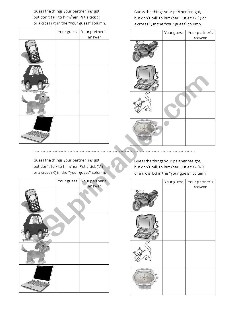 Speaking Activity- Have got worksheet