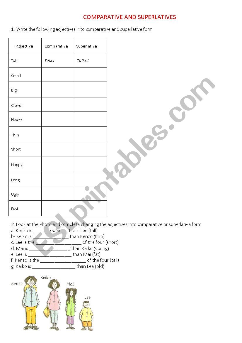 Comparative and Superlative Excercises