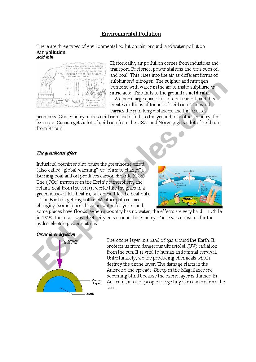 environmental pollution worksheet