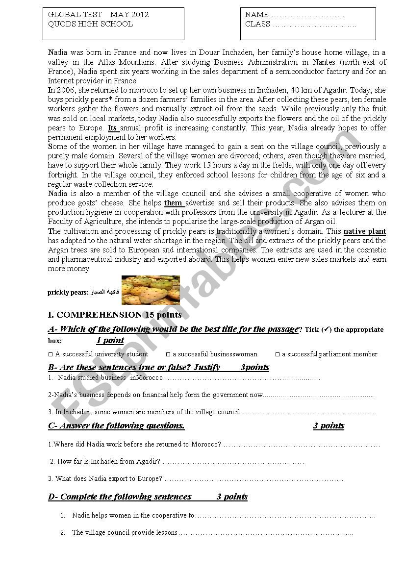 bac mock exam worksheet