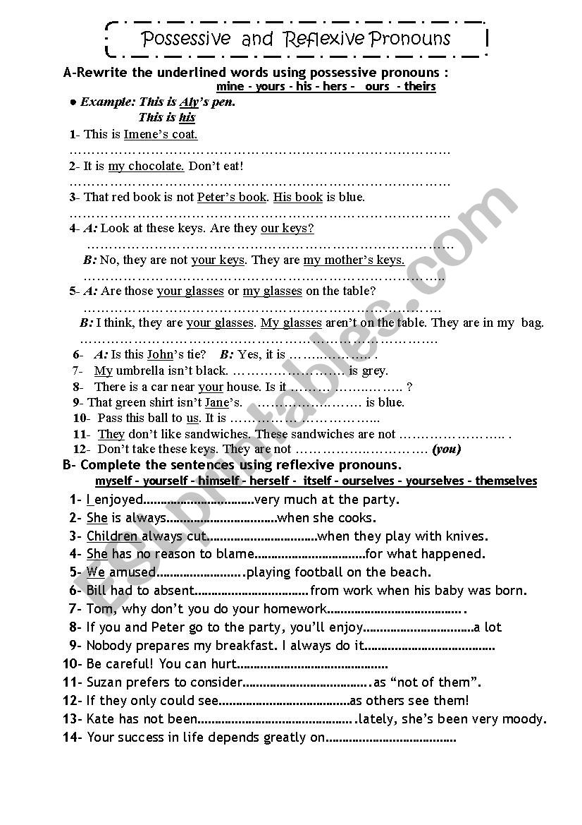 Reflexive Pronouns and Possessive Pronouns 