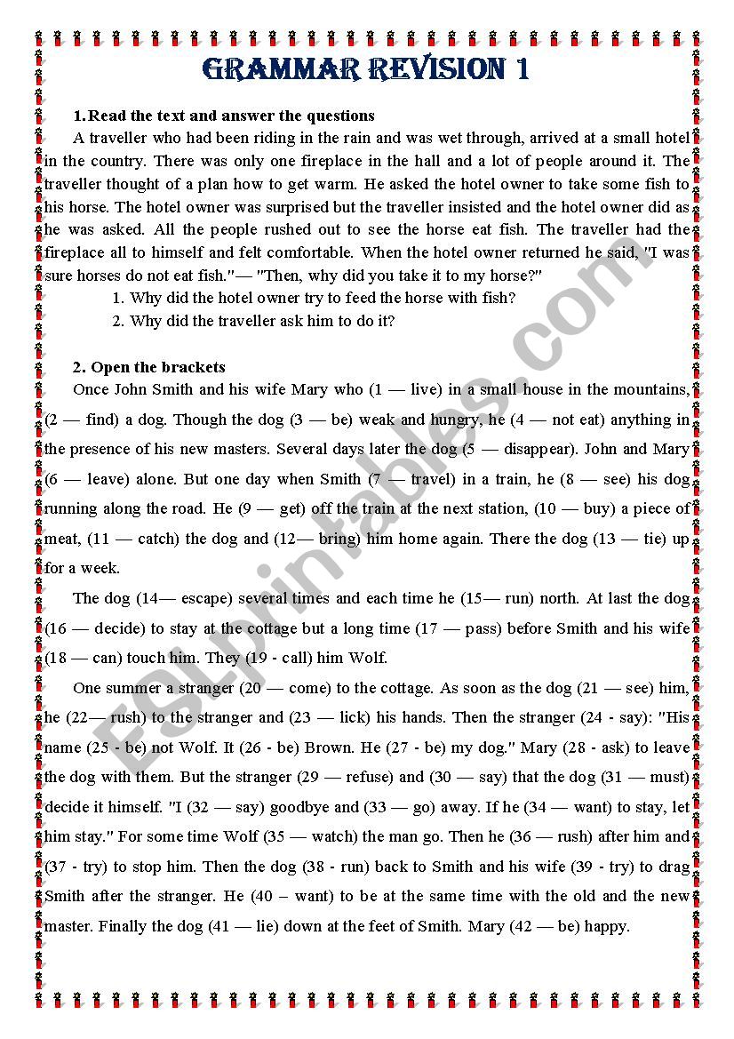 grammar revision worksheet