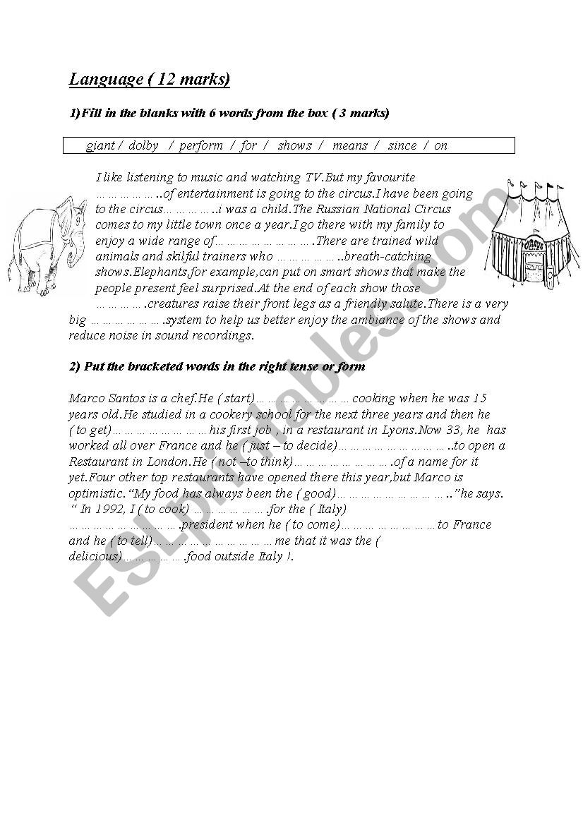 english test for tunisian 9th form ( language) 