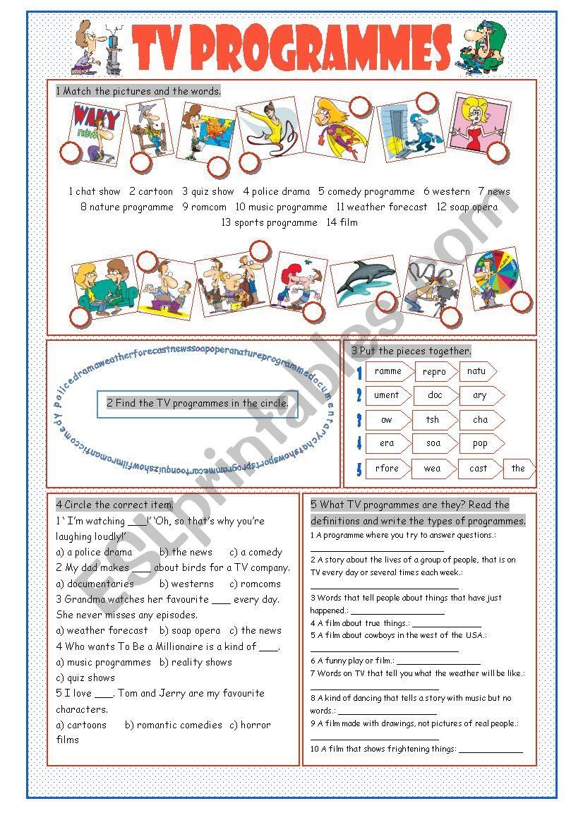 TV Programmes (Vocabulary Exercises)