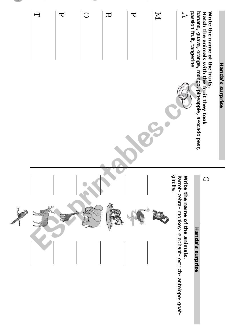 Handas surprise activity sheets