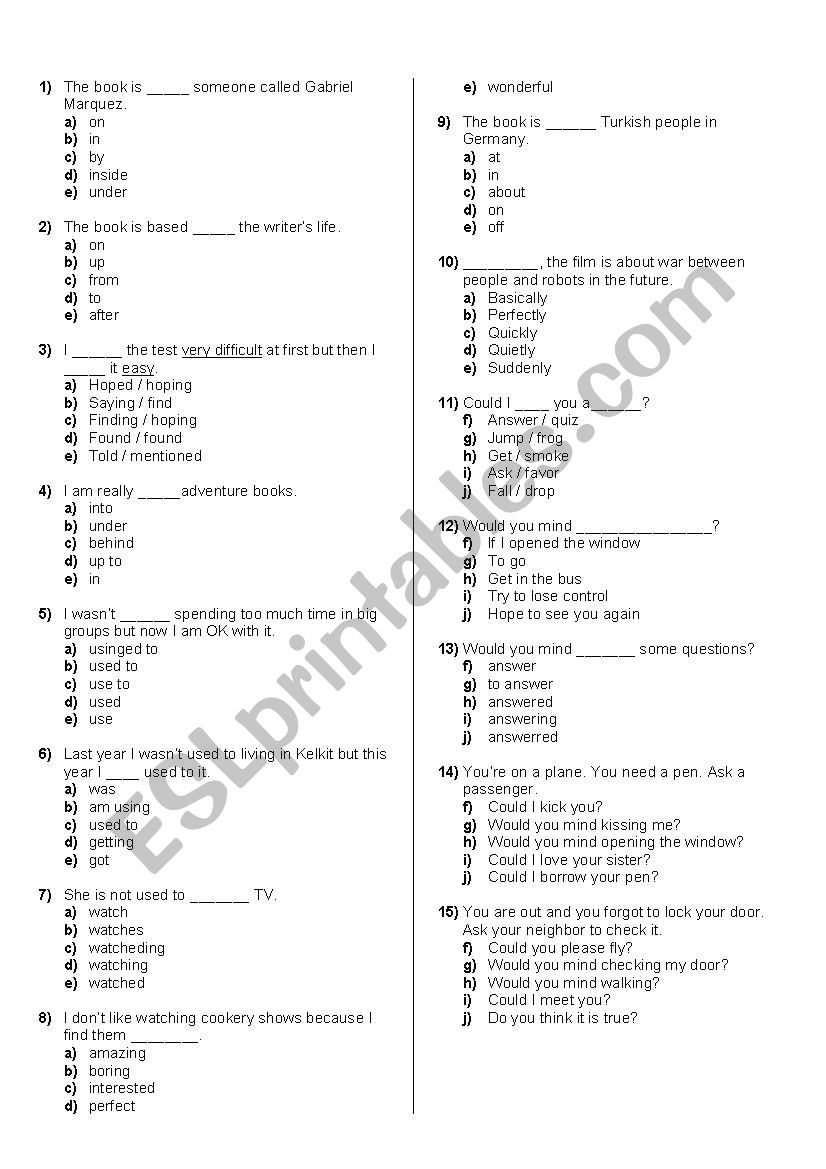 Quiz worksheet