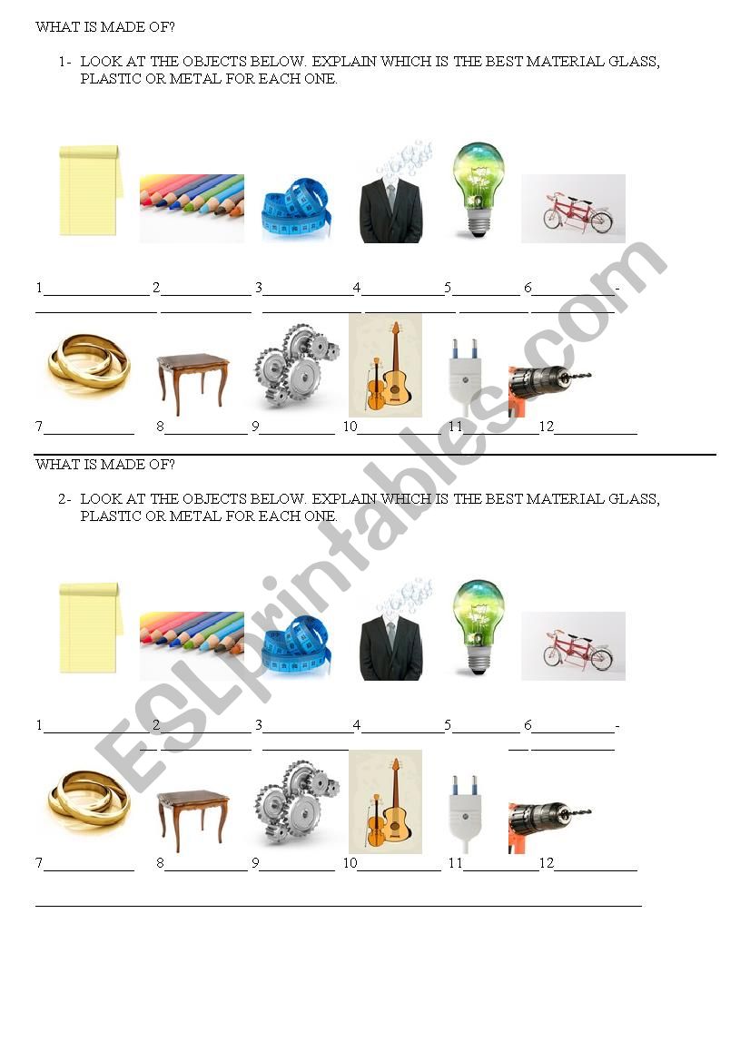what is made of? worksheet