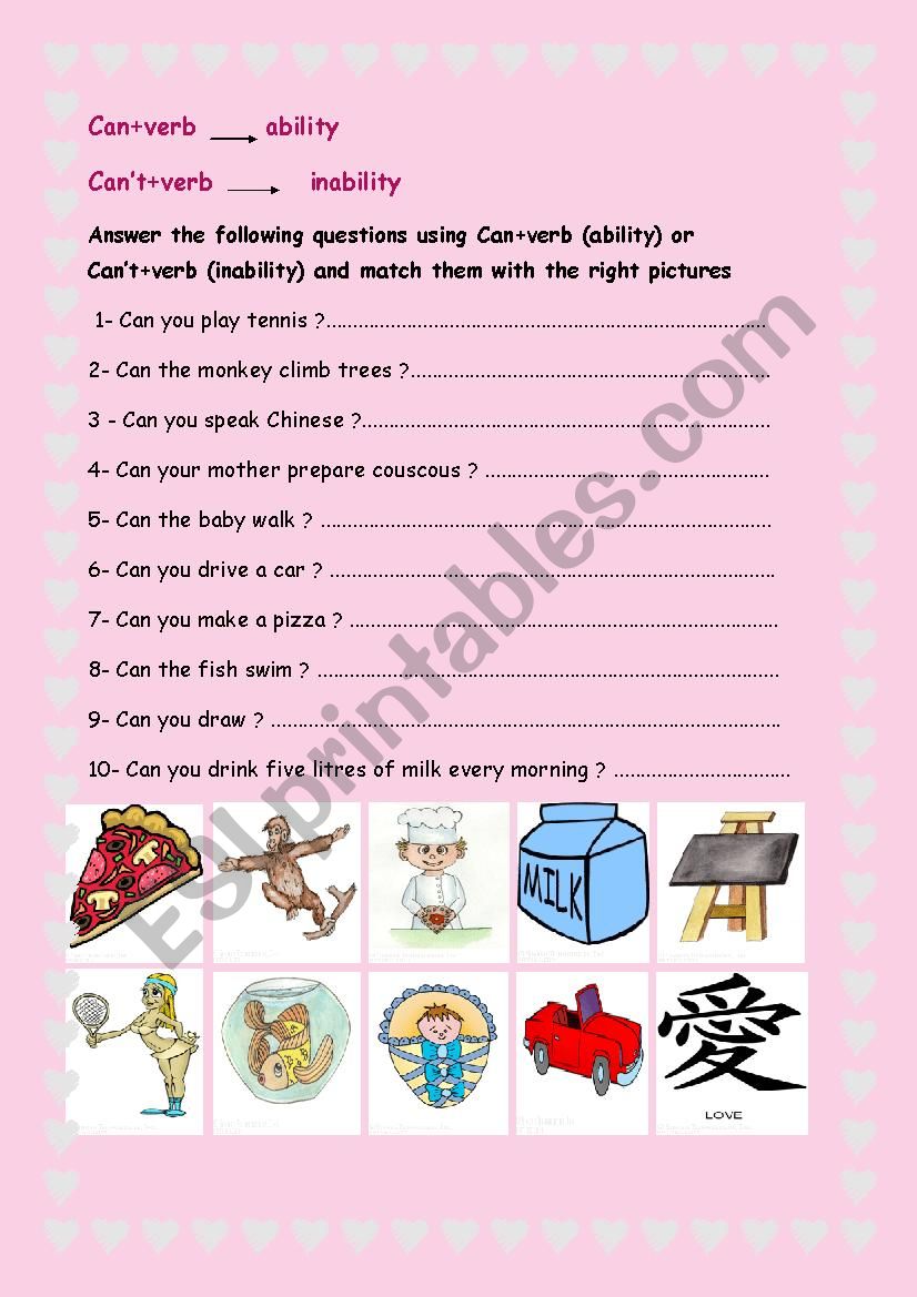  Ability/ Inability worksheet