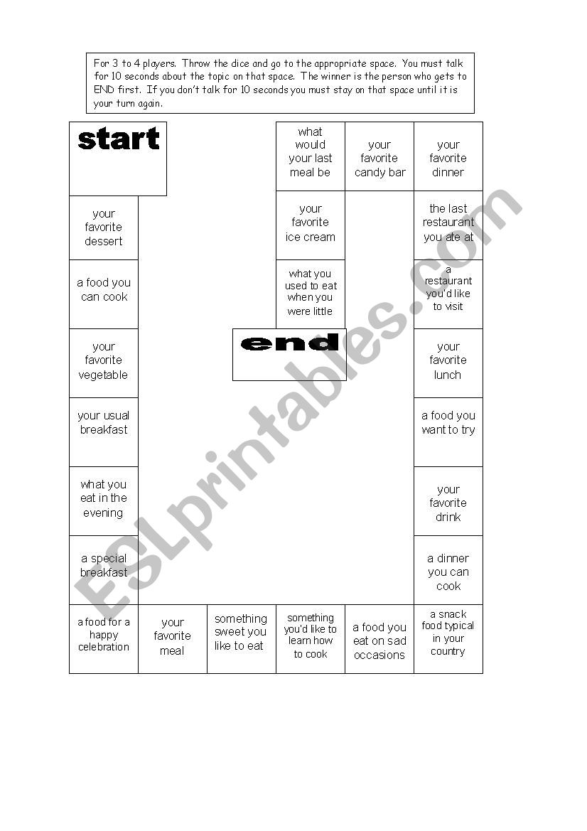 Food Game (editable) worksheet