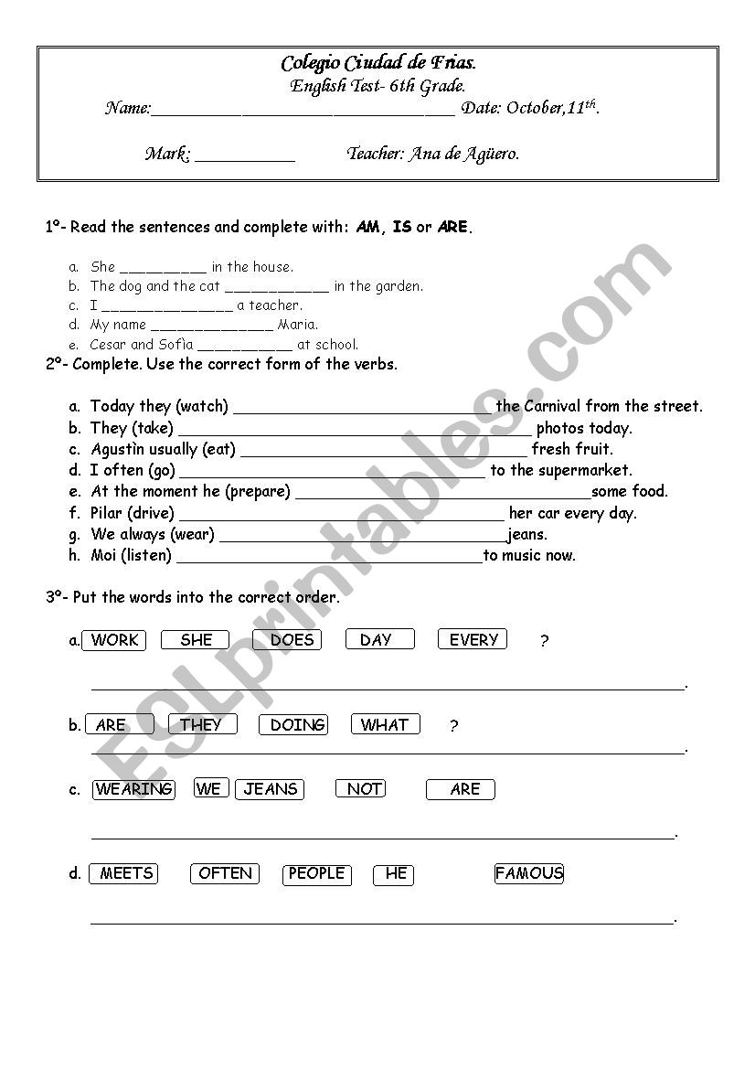 English Test-  worksheet