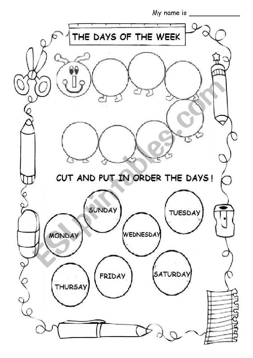 The days of the week worksheet