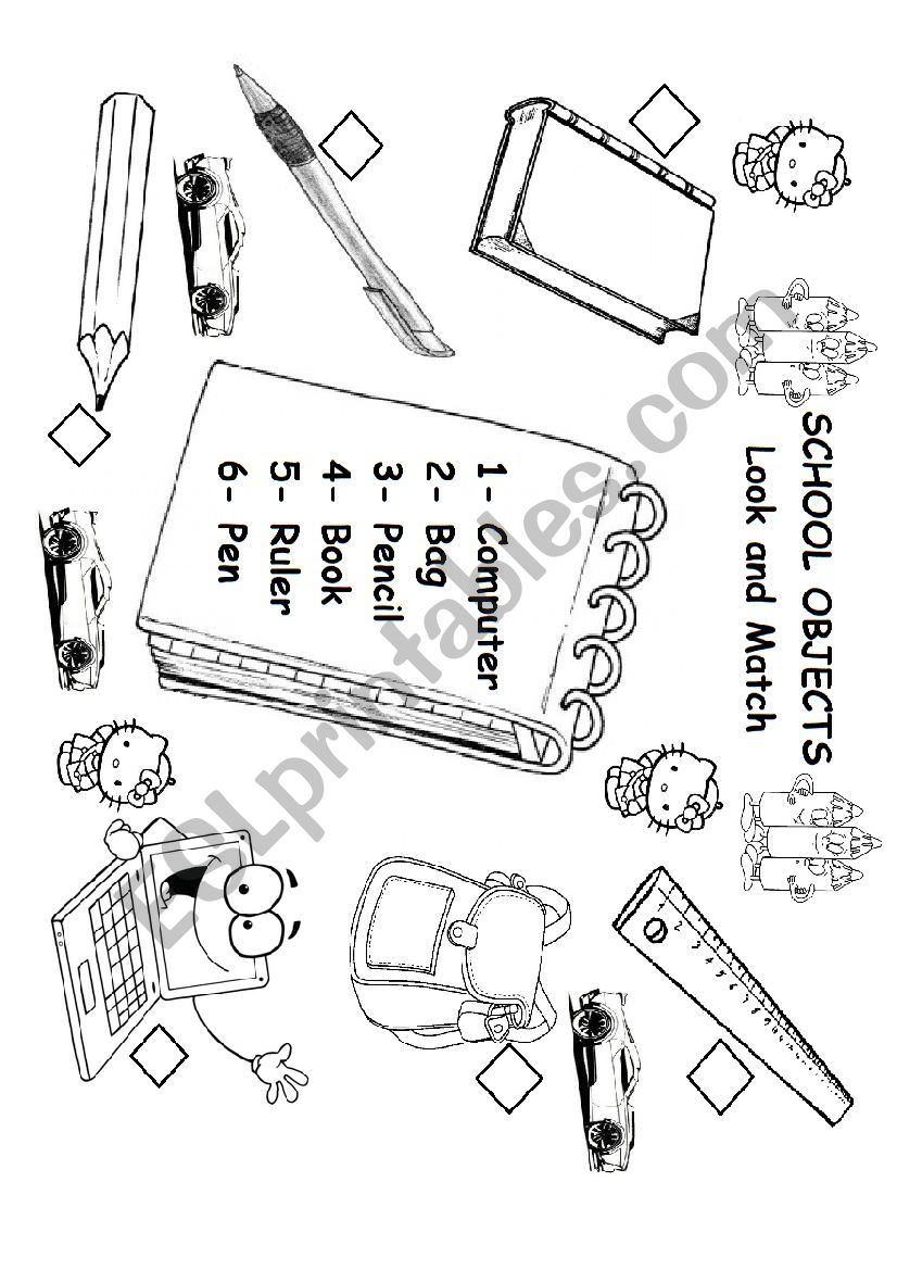 School objects worksheet