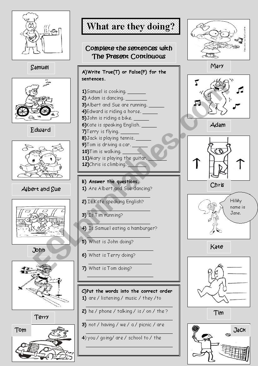 What are they doing? worksheet