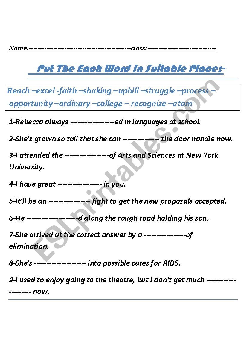 new vocab. worksheet