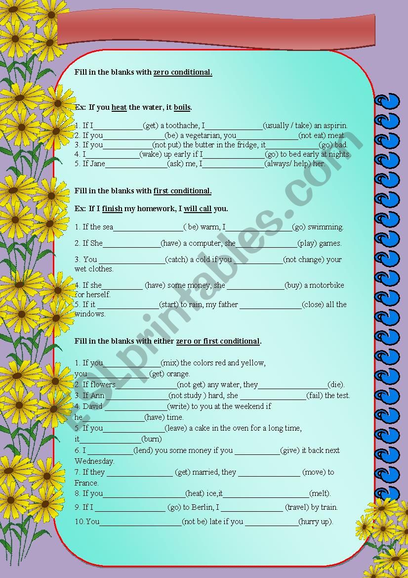 Zero and First Conditionals  worksheet