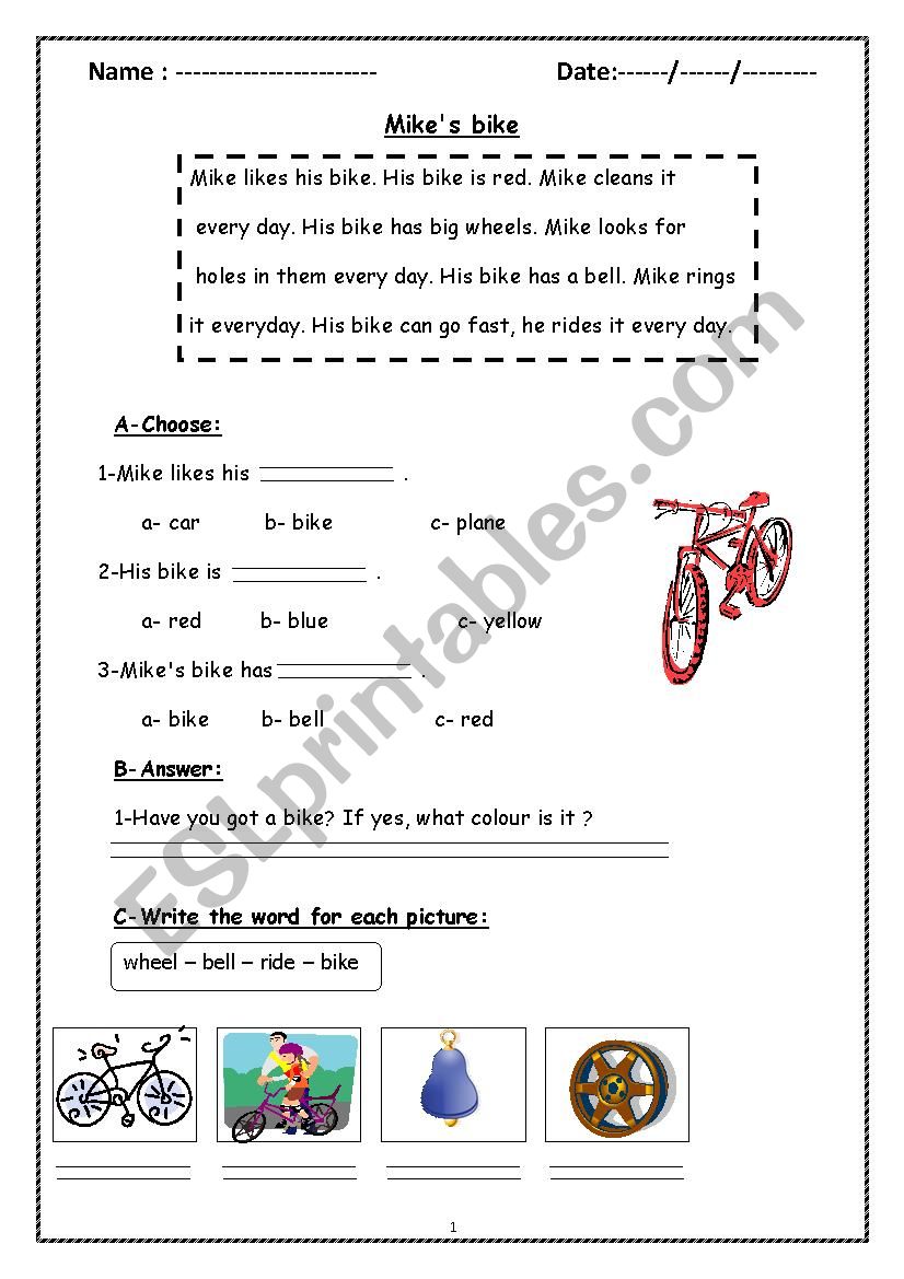 comprehension worksheet