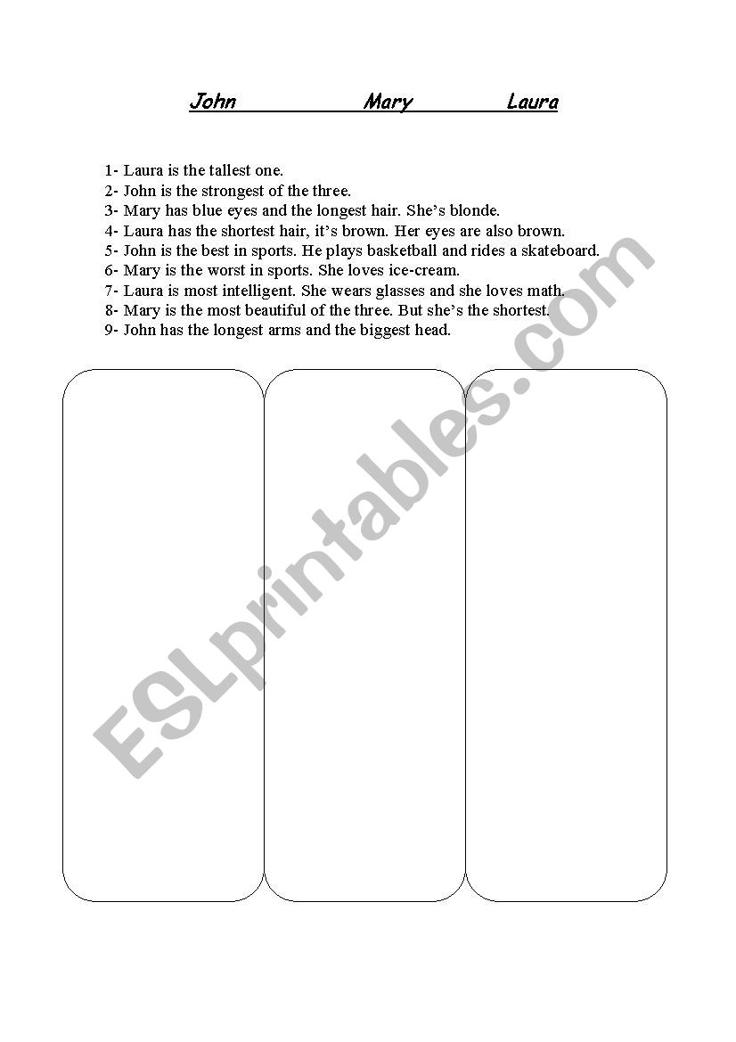 Superlatives Drawing worksheet