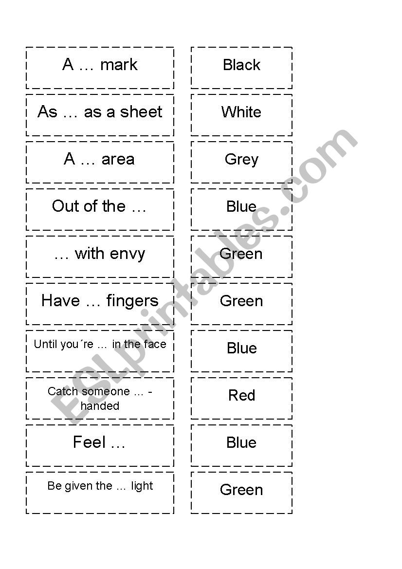 Colour Idioms worksheet