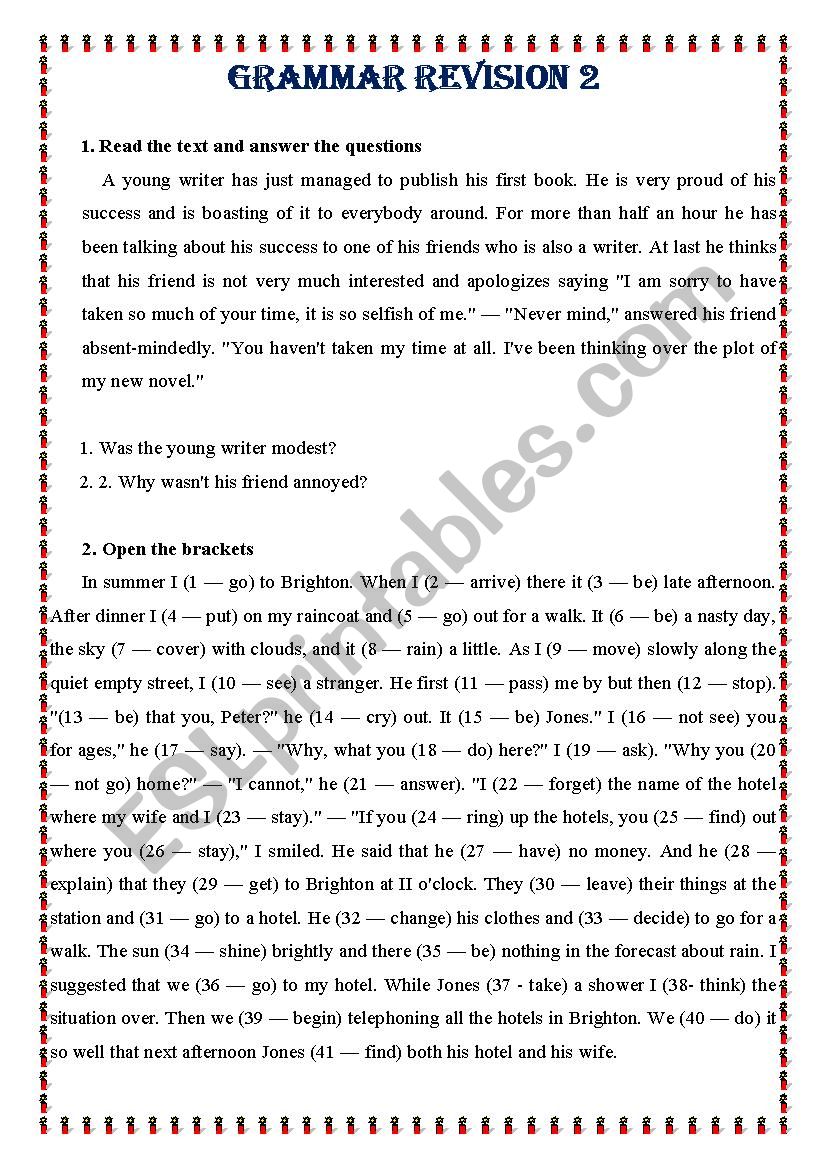 grammar revision 2 worksheet