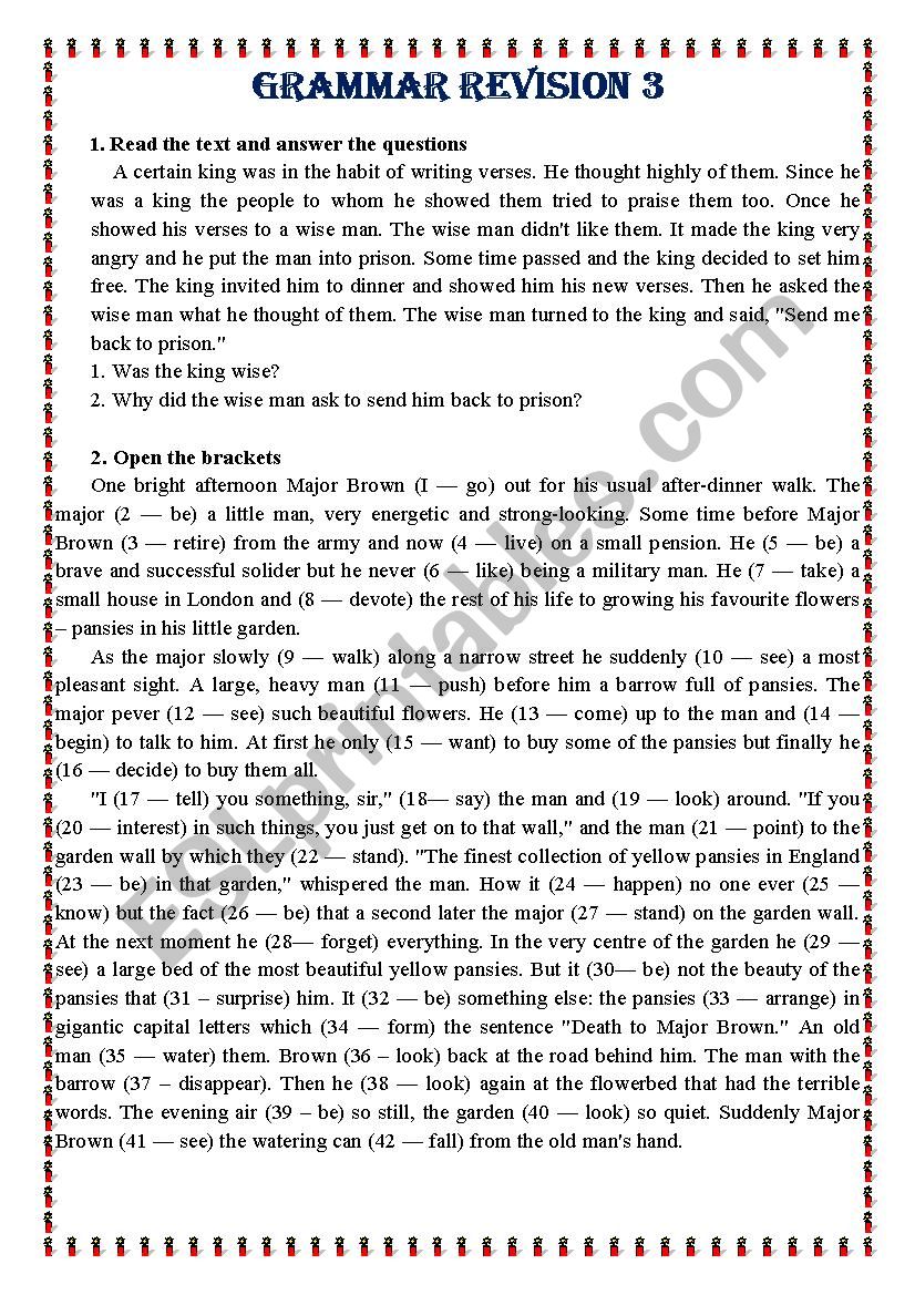 grammar revision 3 worksheet