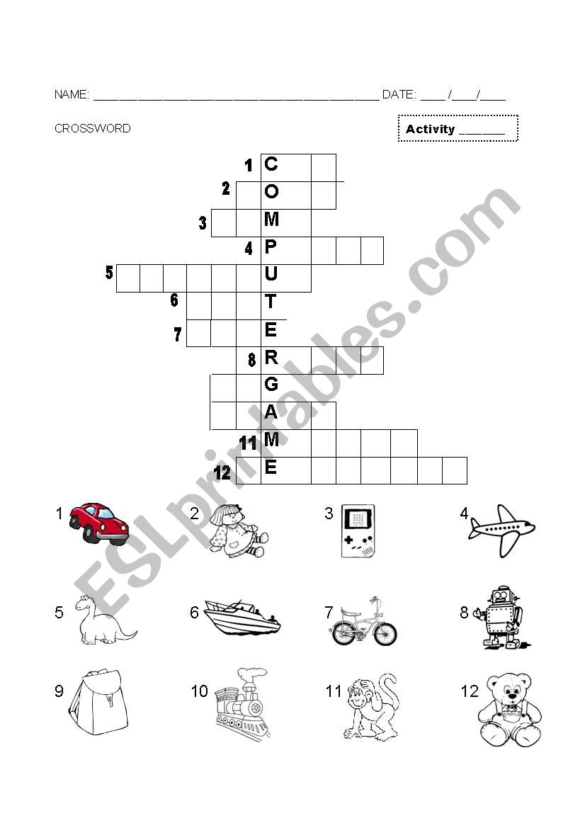 TOYS worksheet