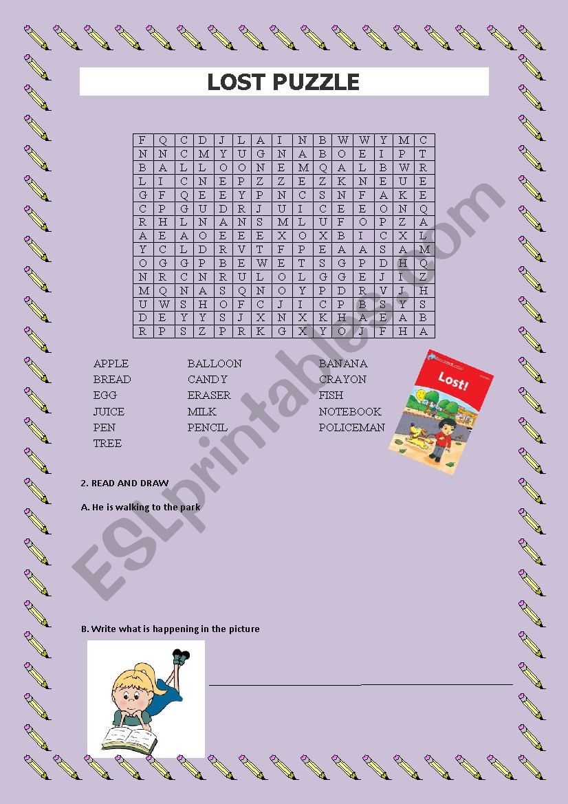 puzzle lost worksheet