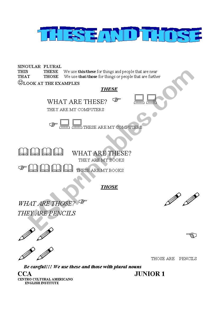 THESE AND THOSE worksheet