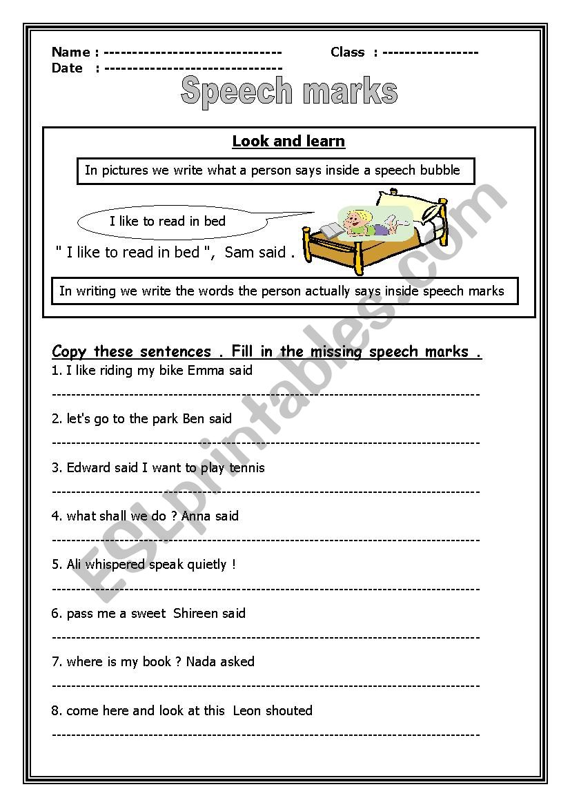 punctuation worksheet