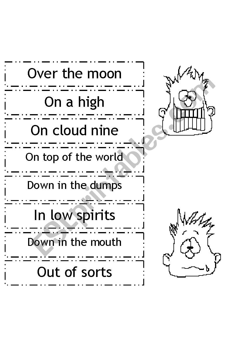 Idioms: feeling good or bad worksheet