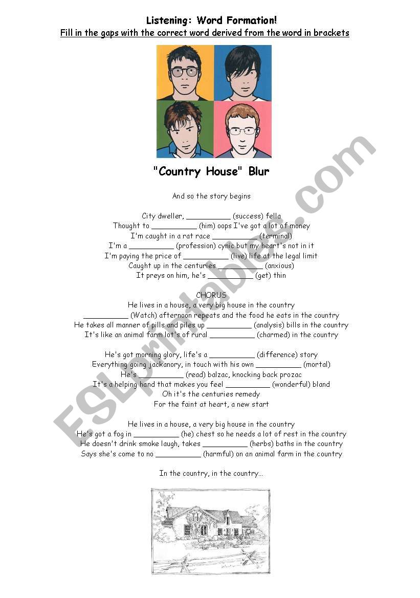 Song: Country House - Blur worksheet