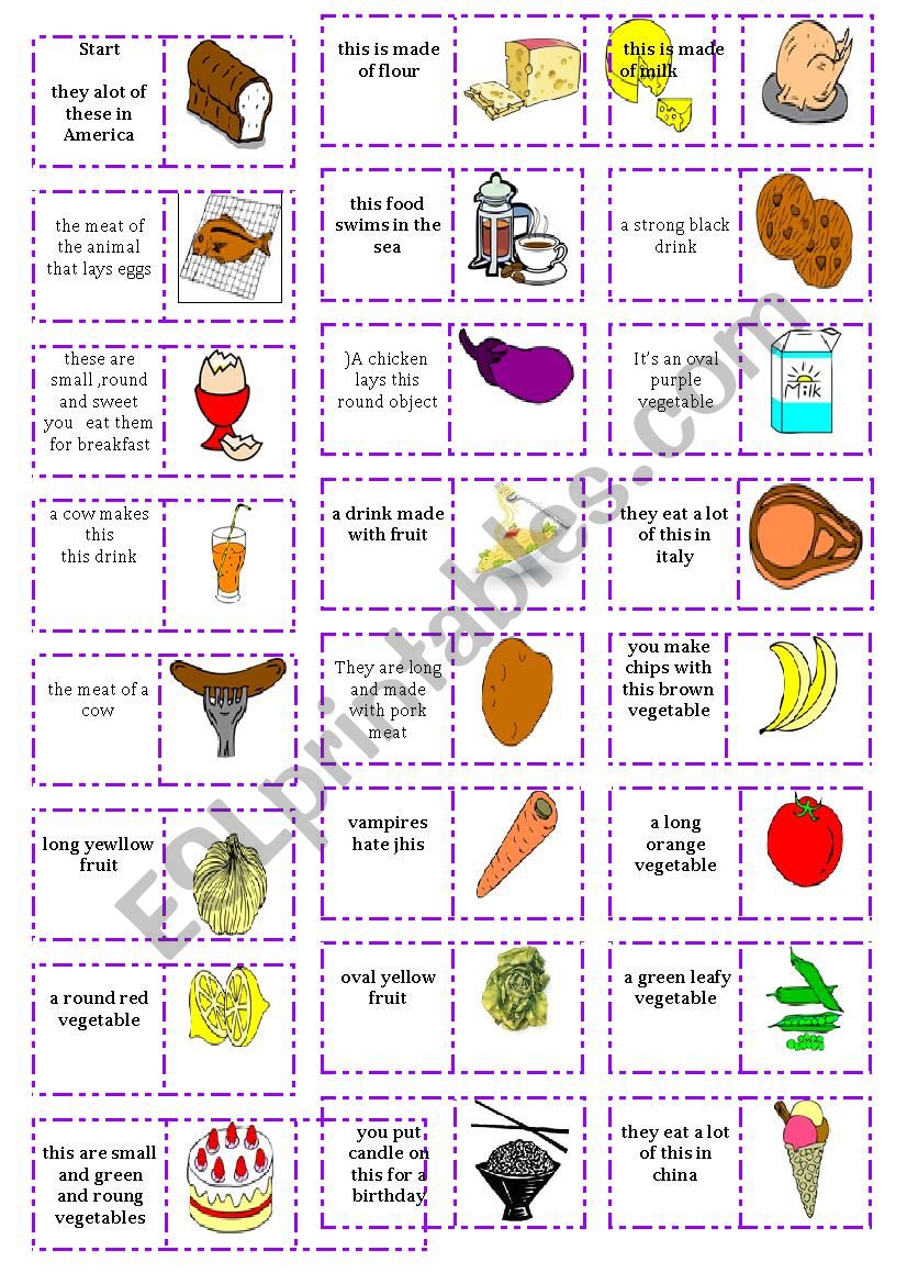  food dominoes worksheet