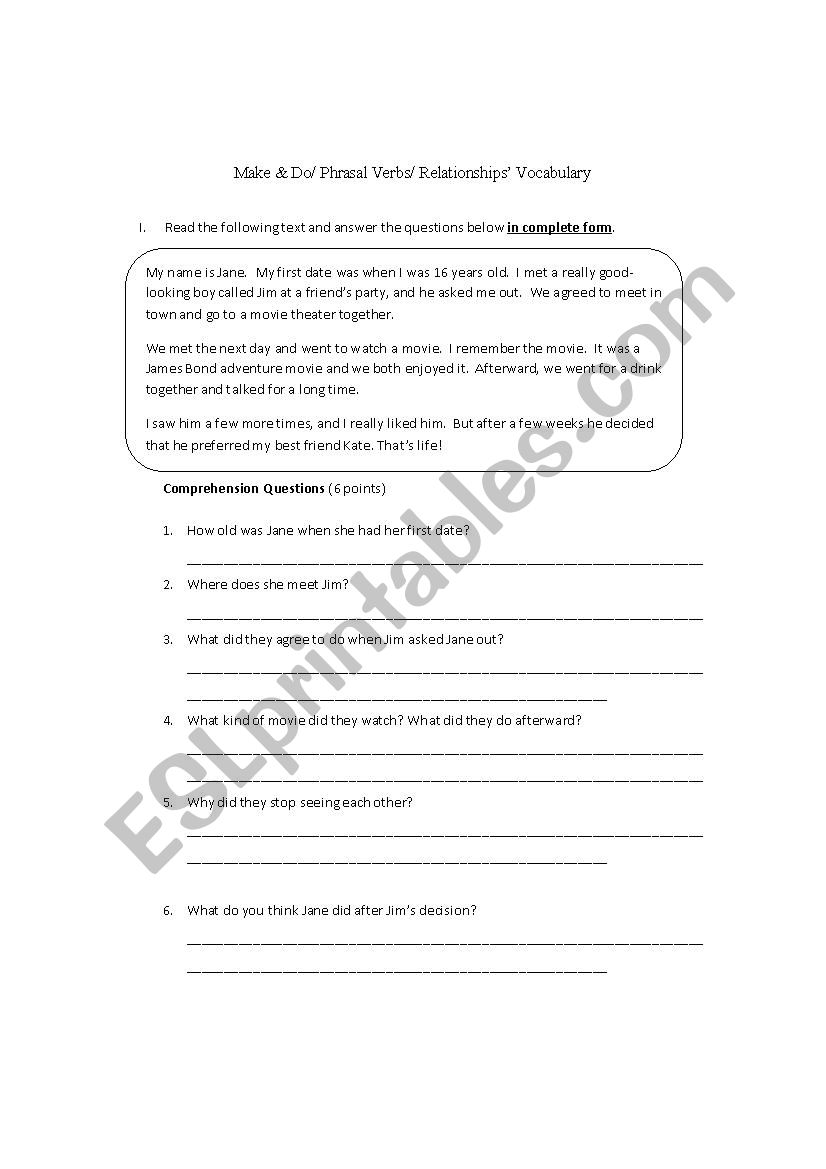 Vocabulary worksheet worksheet