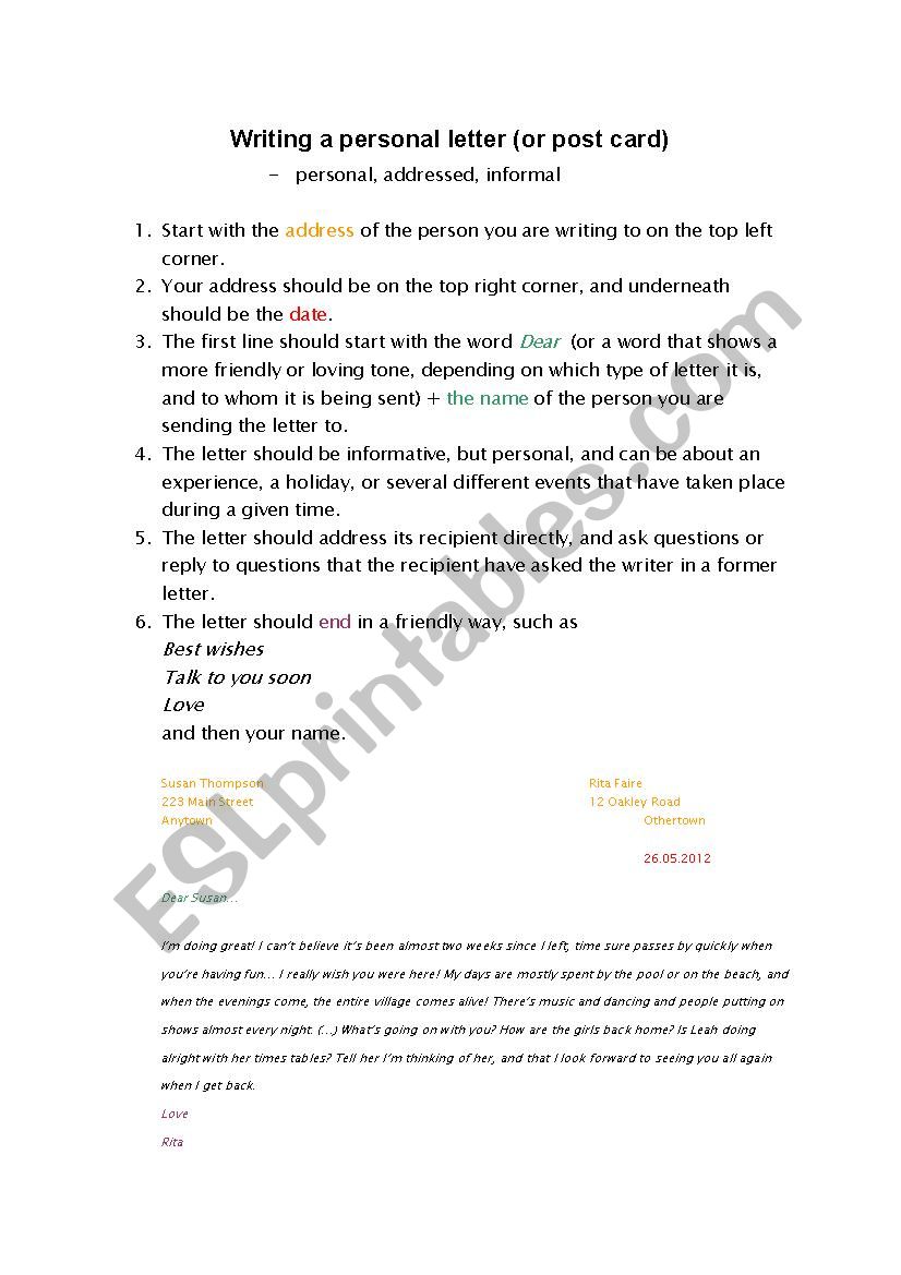 How to write a personal letter