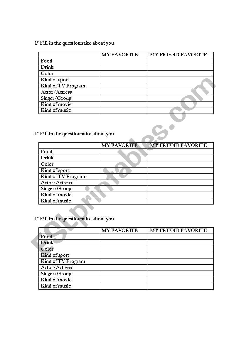 LIKES AND DISLIKES worksheet