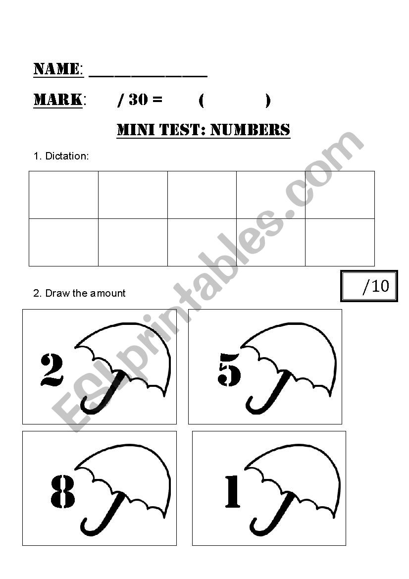 Mini Test: Numbers! worksheet