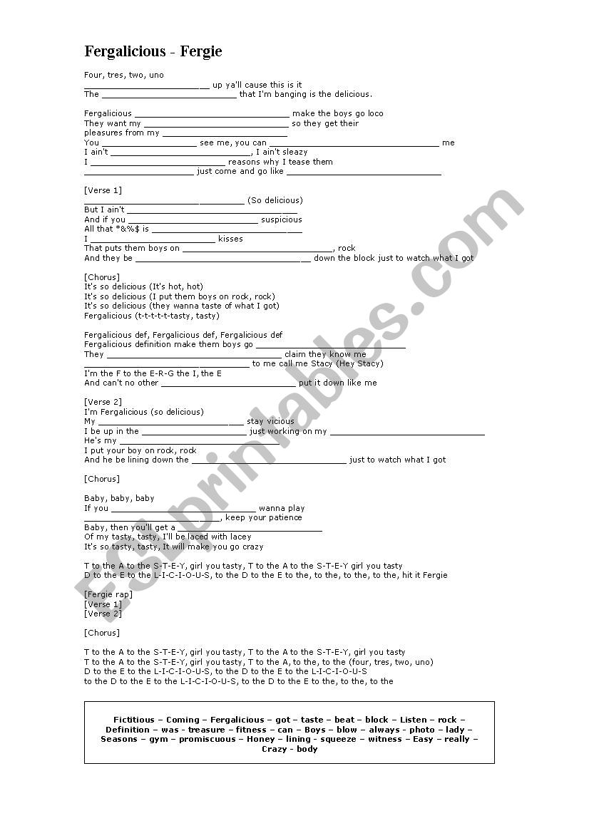 fergalicius worksheet