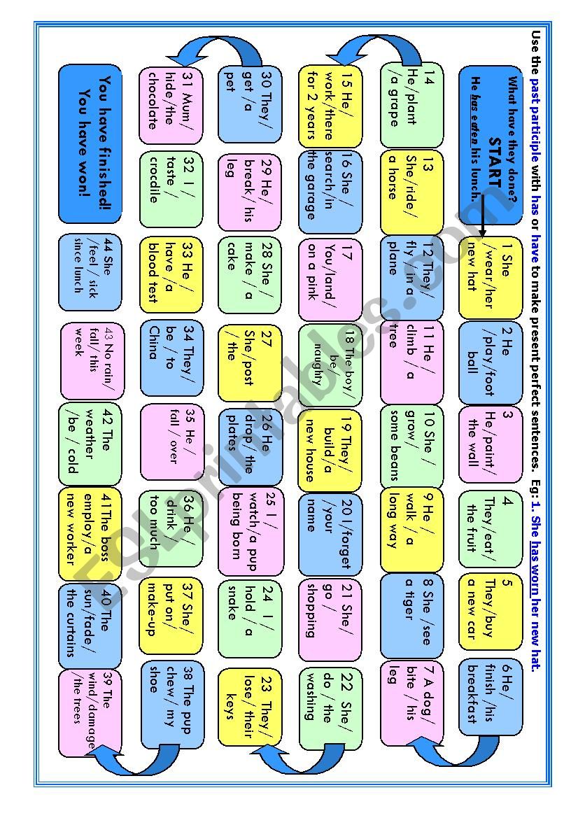 Present Perfect Game worksheet