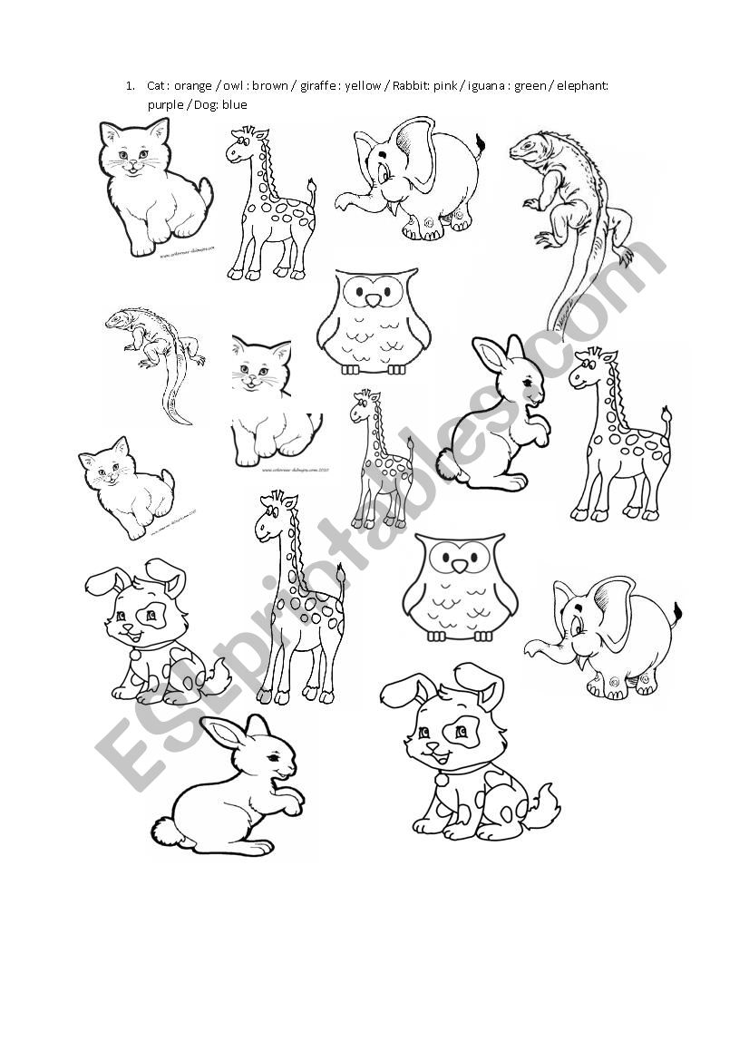 color the animals worksheet