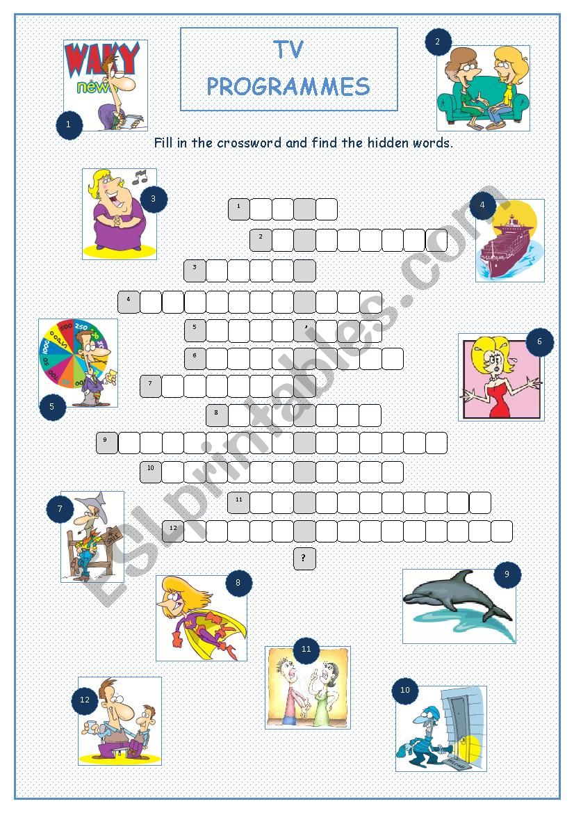 TV Programmes (Crossword) worksheet