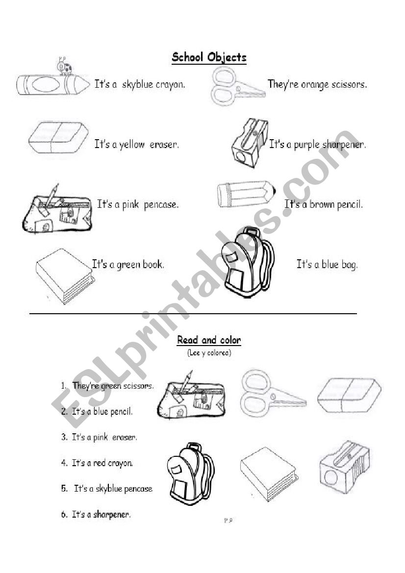 School Objects worksheet