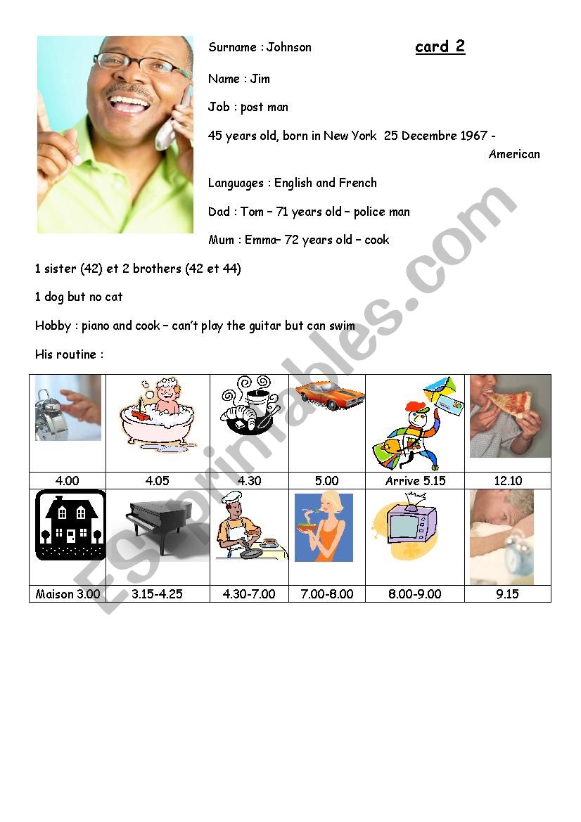 Speaking exam card 2 worksheet