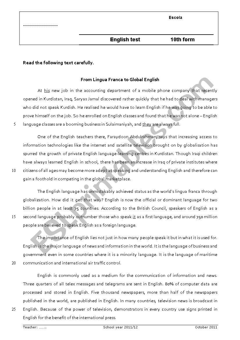 From lingua franca to global English