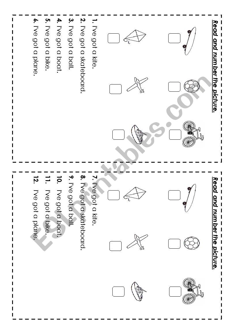 read and number worksheet