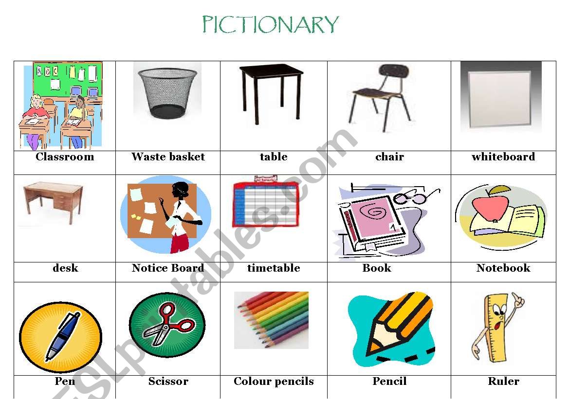 pictionary worksheet