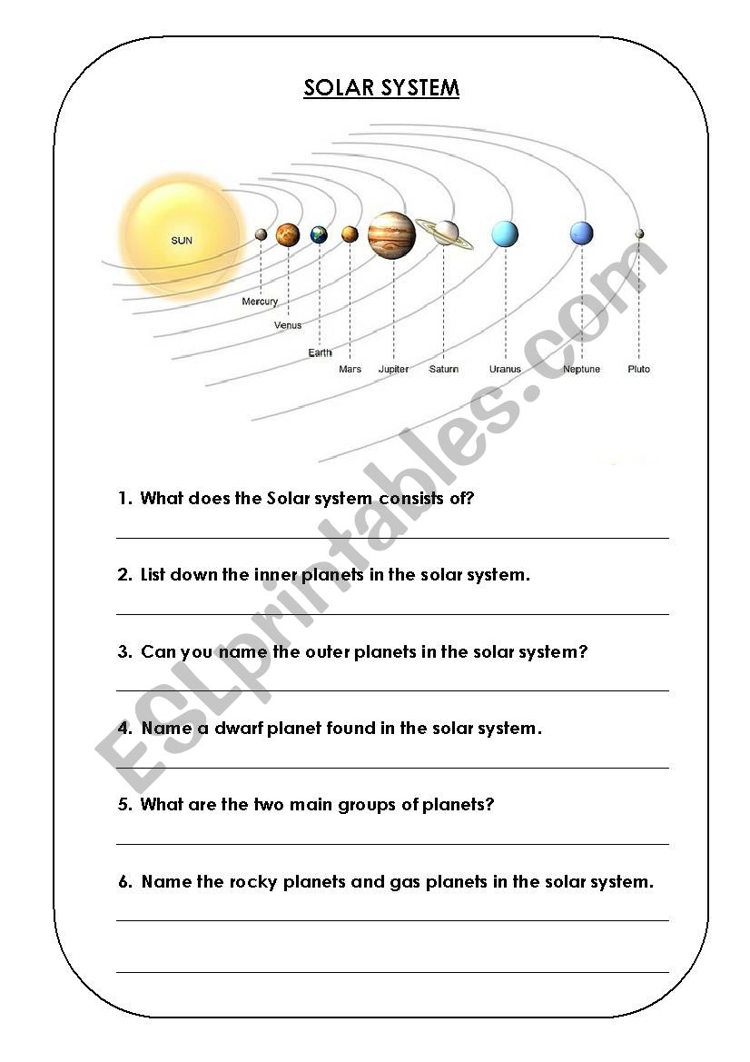 solar system worksheets primary school