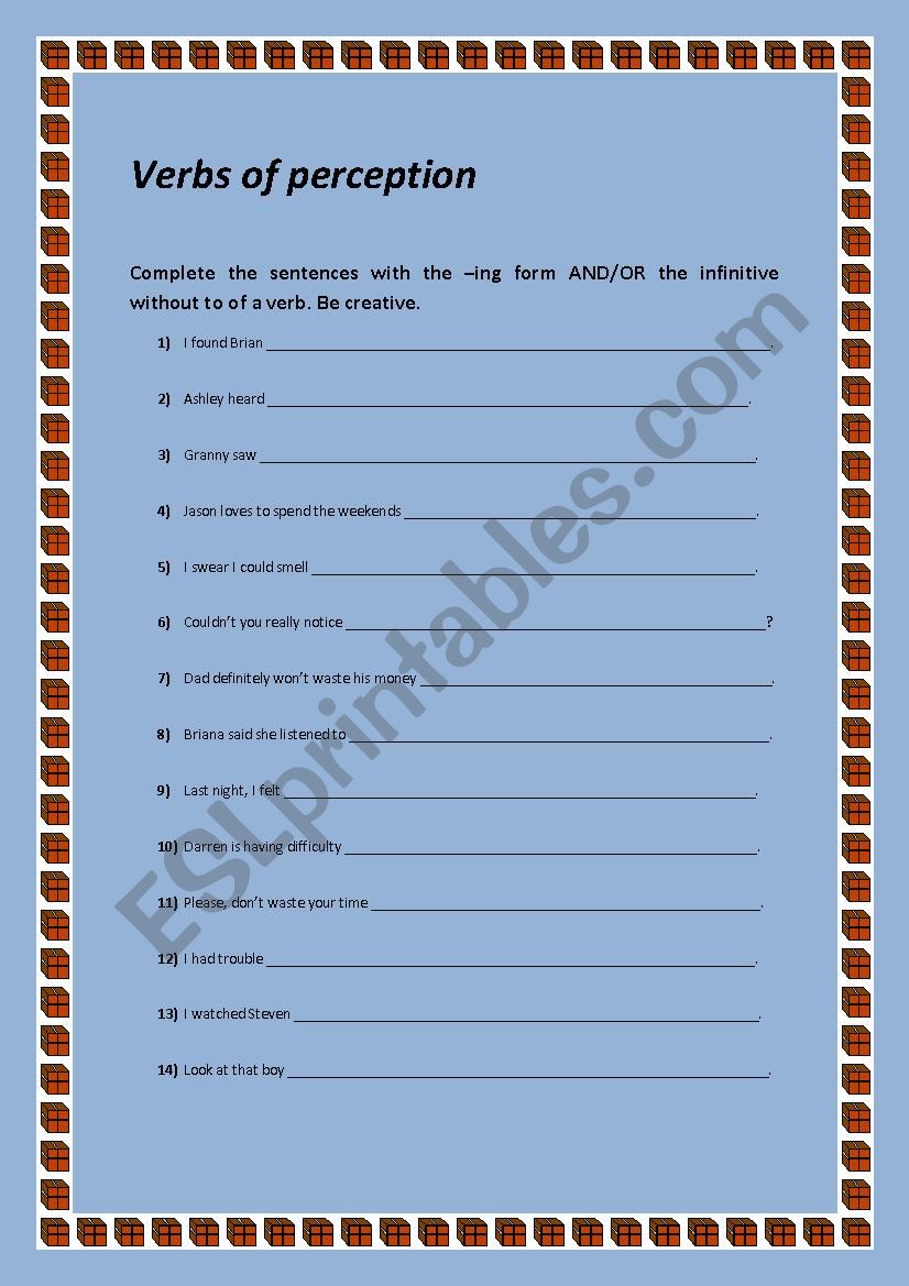 Verbs of  Perception worksheet