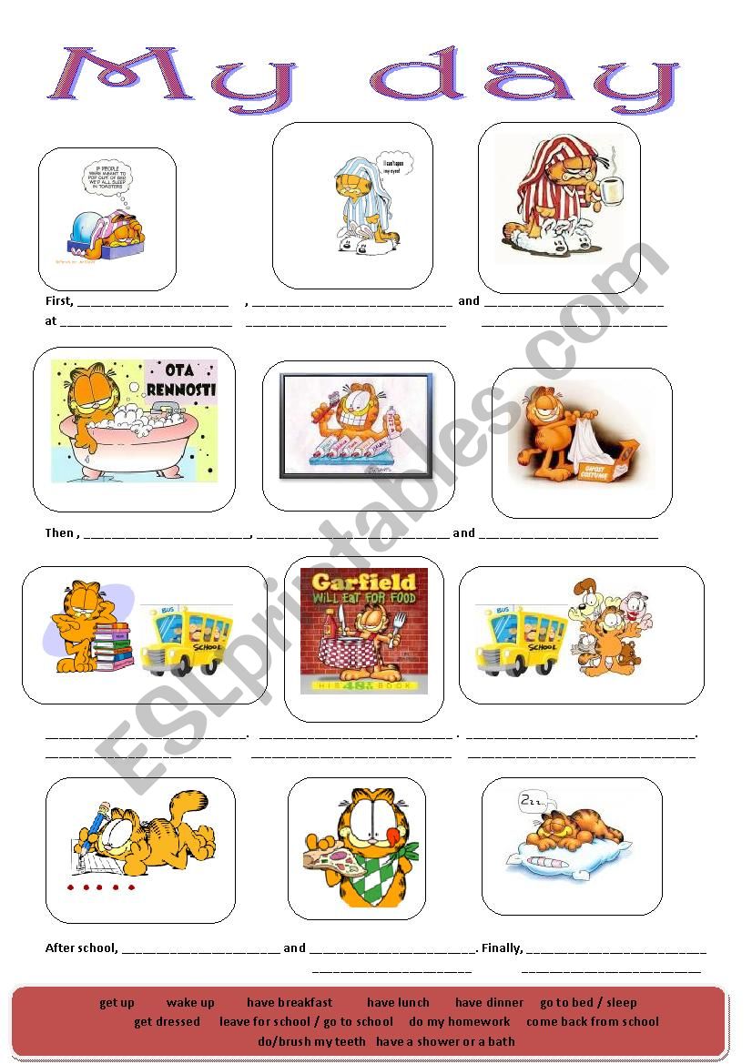 My day (with Garfield) worksheet