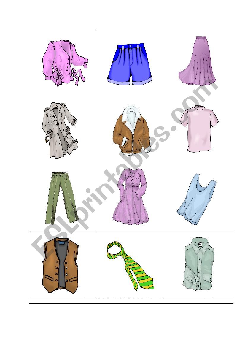 clothes worksheet